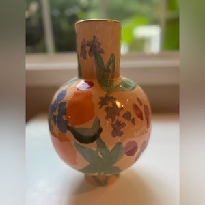 New - Anthropologie Cloisonné and Brass Vase - multicolor